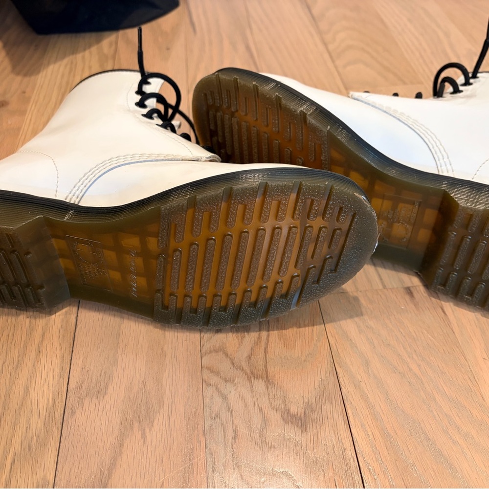 Dr. Martens White Combat Boots with Black Laces - Picture 3 of 5